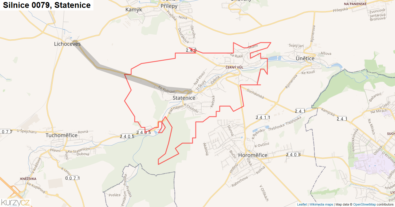 Statenice, Silnice 0079 - Mapa
