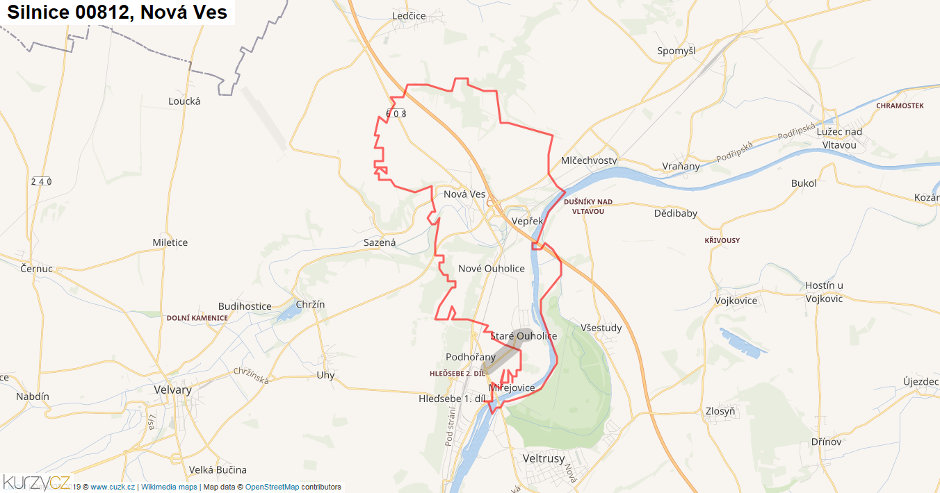 Nová Ves, Silnice 00812 - Mapa
