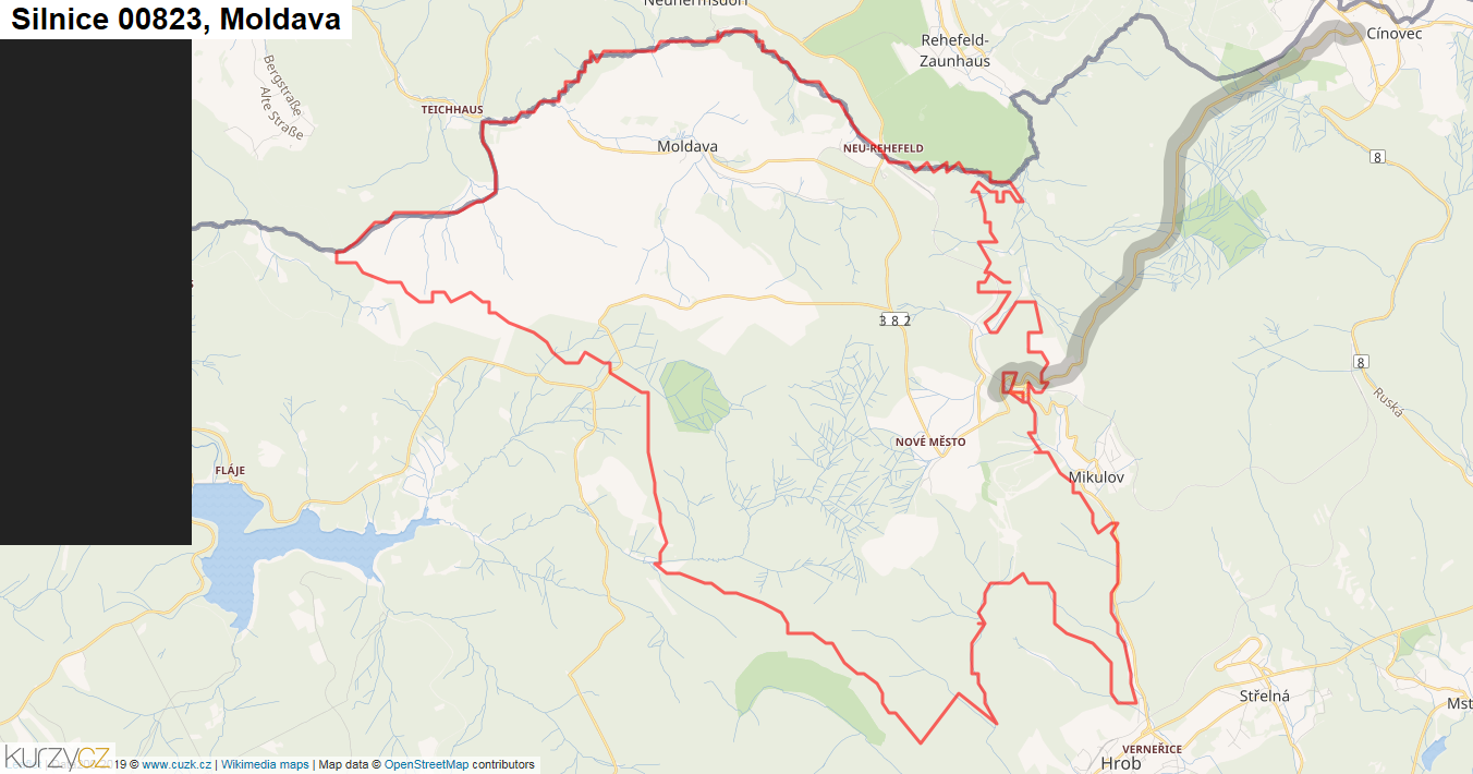 Moldava, Silnice 00823 - Mapa