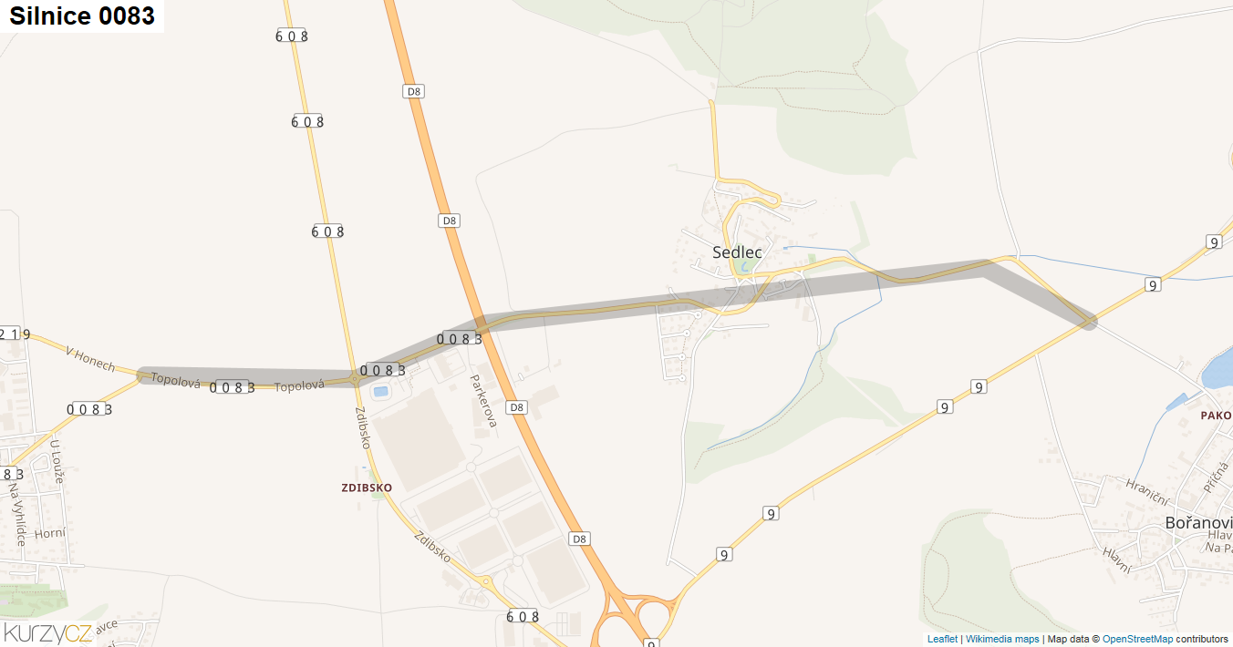 Silnice 0083 - mapa Silnice 0083