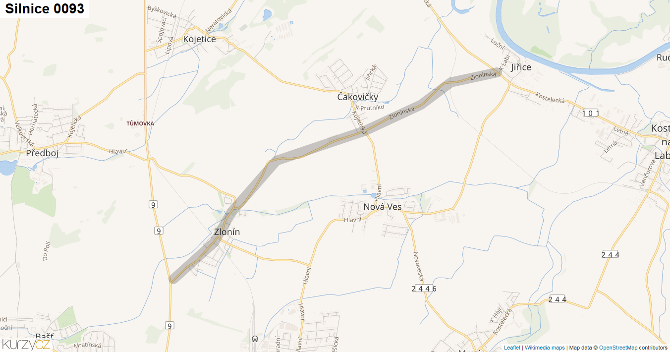 Silnice 0093 - mapa Silnice 0093