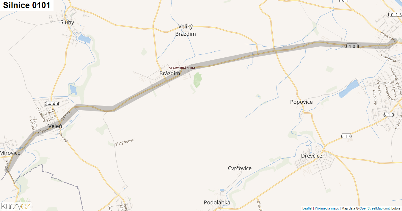 Silnice 0101 - mapa Silnice 0101