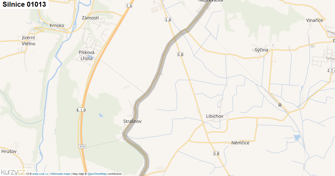 Silnice 01013 - mapa Silnice 01013