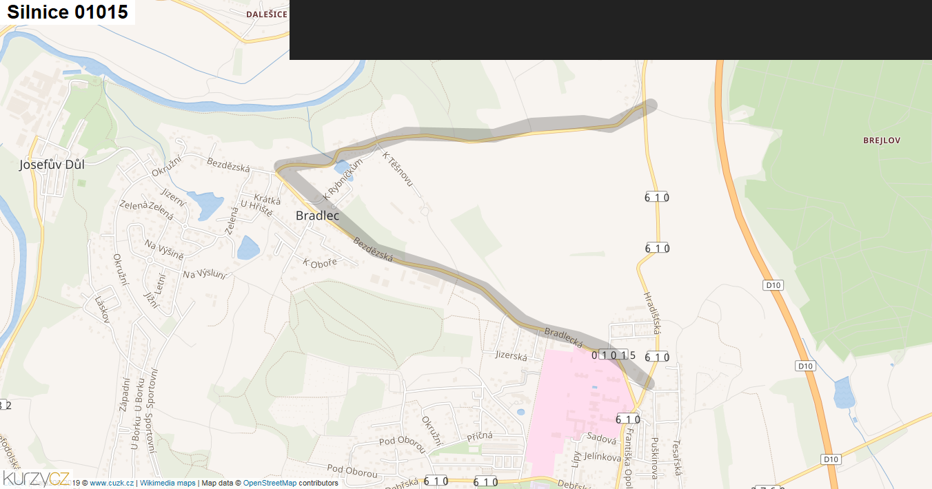 Silnice 01015 - mapa Silnice 01015