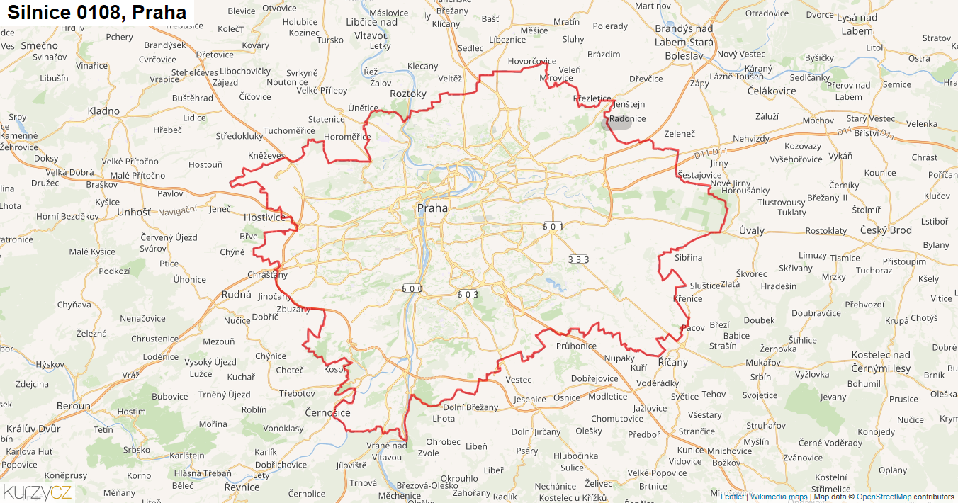 Praha, Silnice 0108 - Mapa