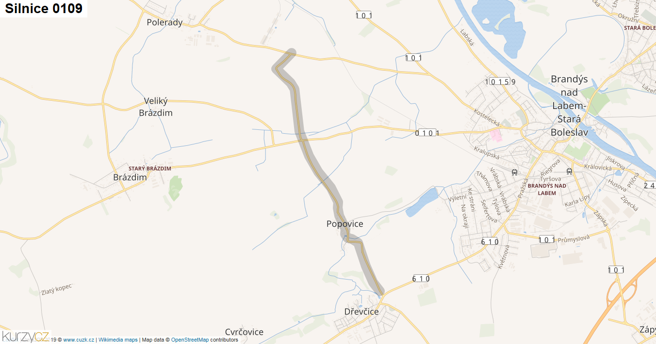 Silnice 0109 - mapa Silnice 0109