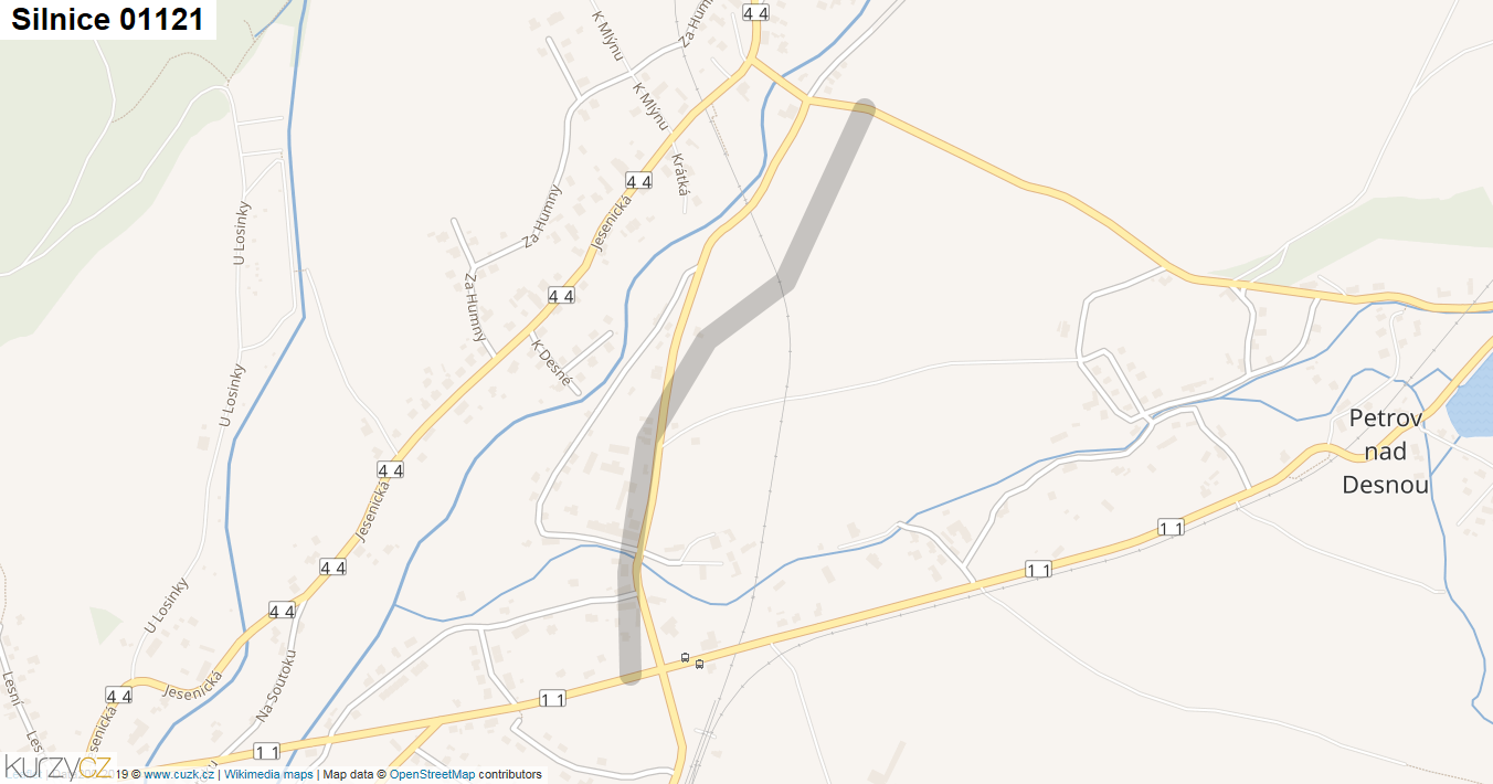 Silnice 01121 - mapa Silnice 01121