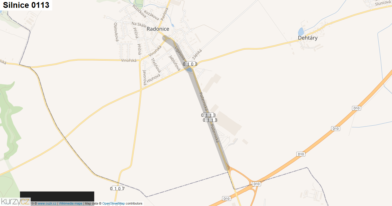 Silnice 0113 - mapa Silnice 0113
