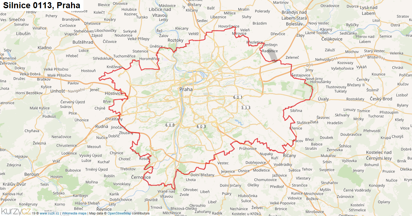 Praha, Silnice 0113 - Mapa