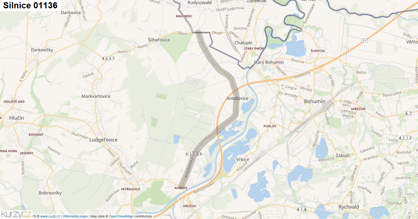Silnice 01136 - mapa Silnice 01136