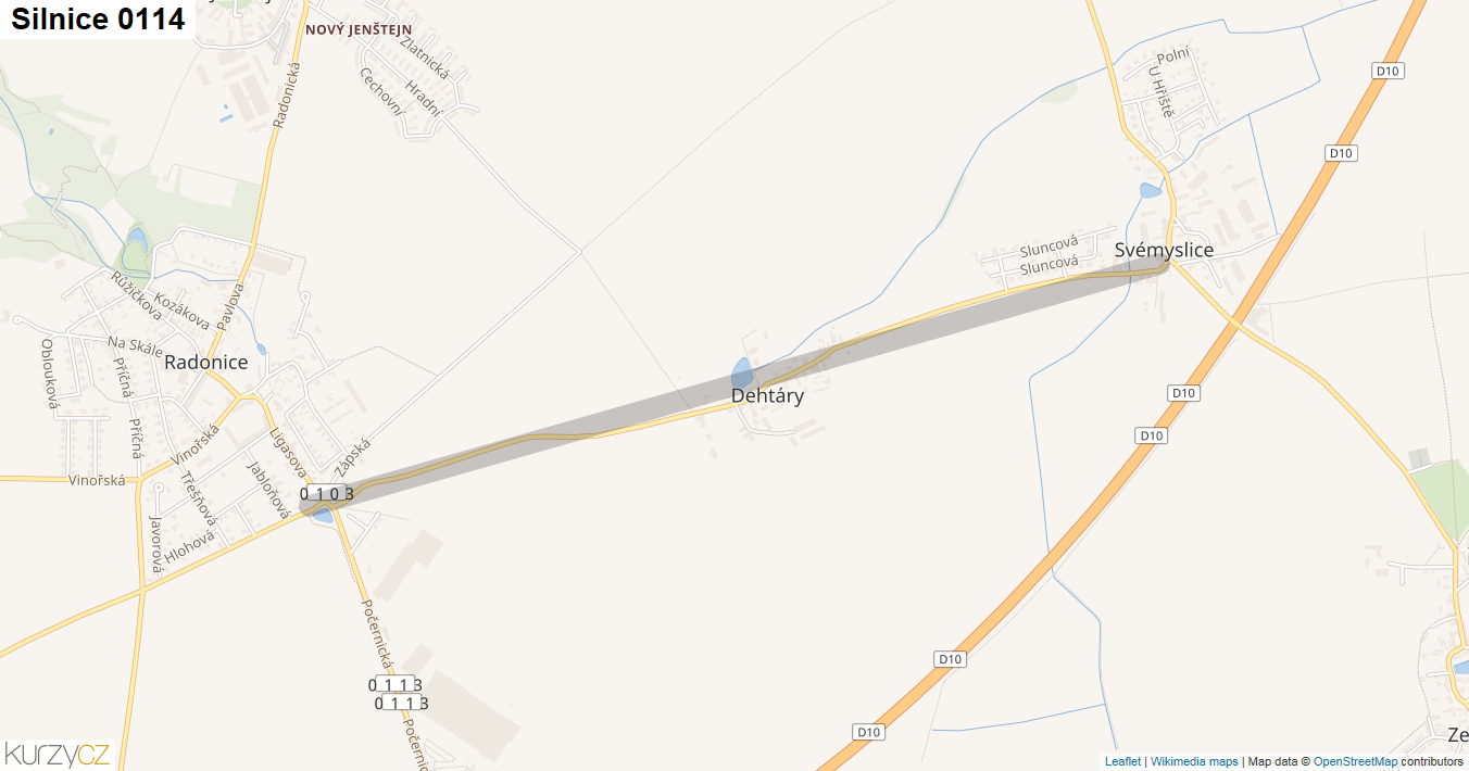 Silnice 0114 - mapa Silnice 0114