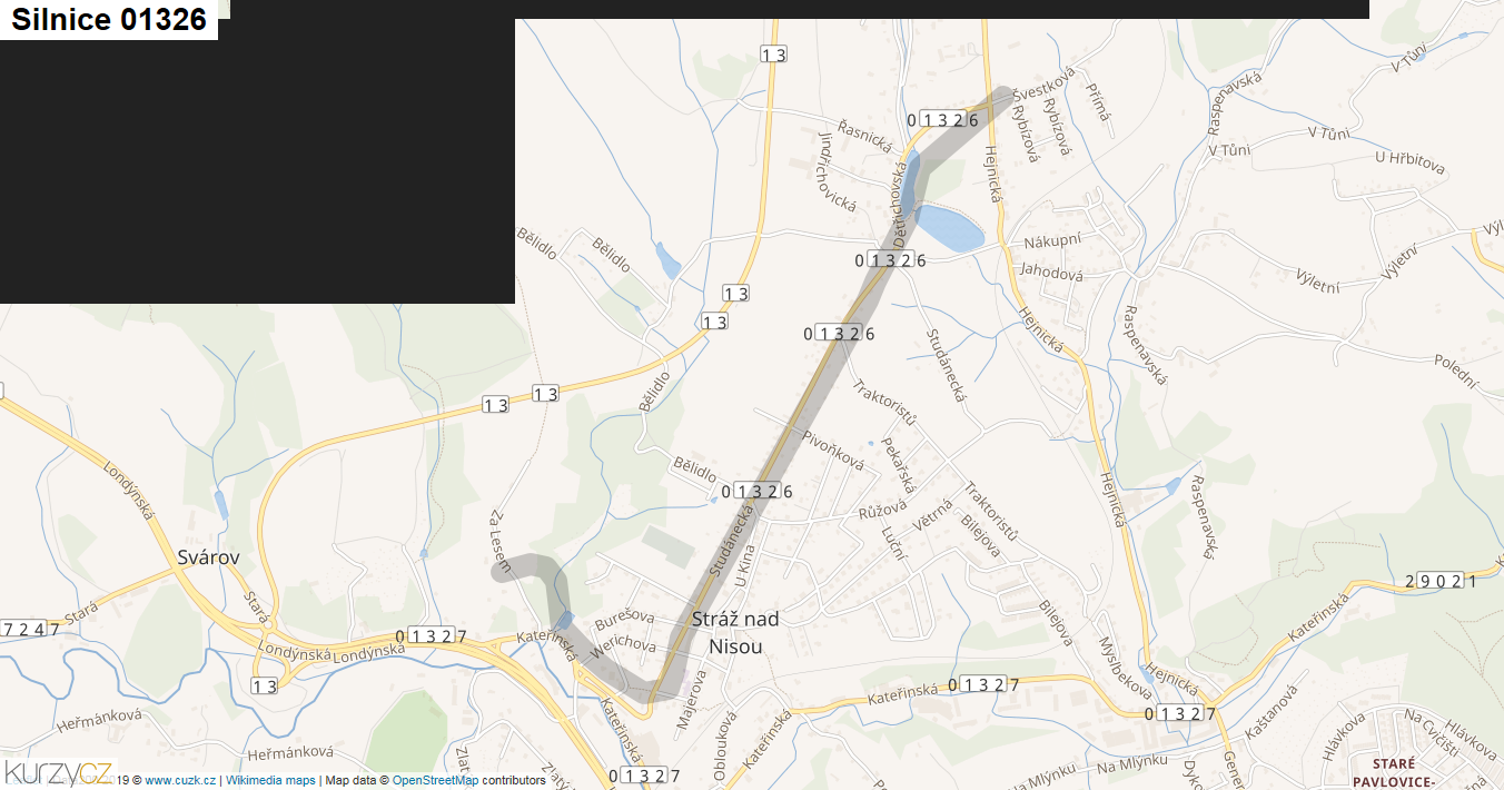 Silnice 01326 - mapa Silnice 01326