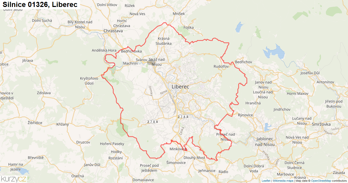 Liberec, Silnice 01326 - Mapa