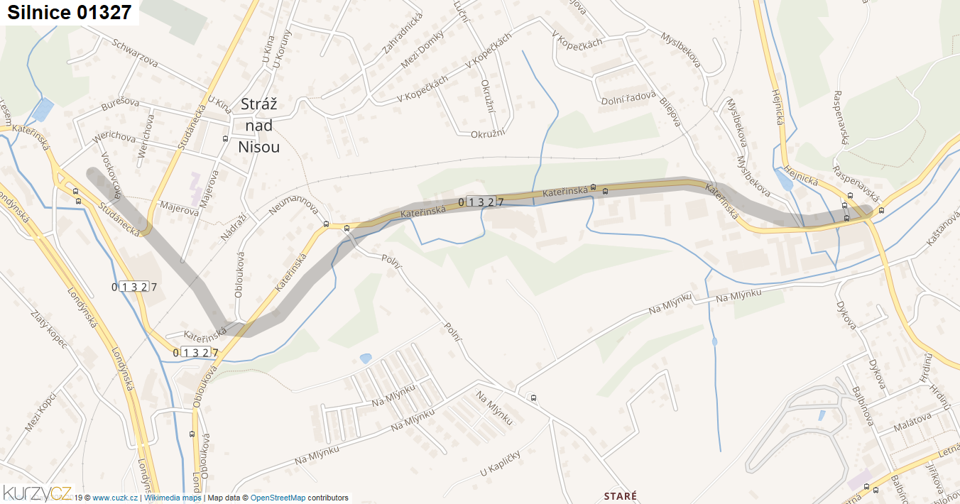 Silnice 01327 - mapa Silnice 01327