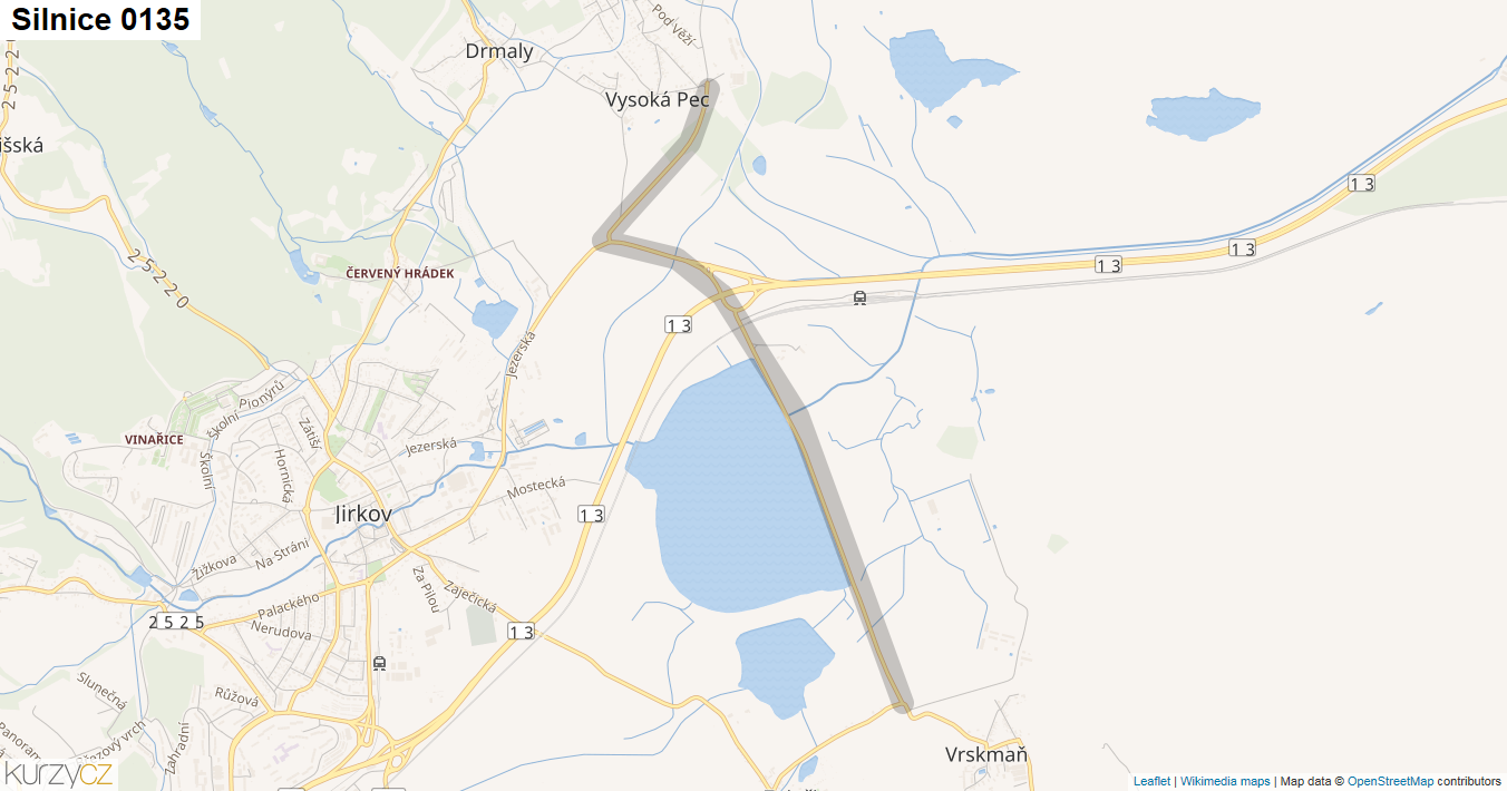 Silnice 0135 - mapa Silnice 0135