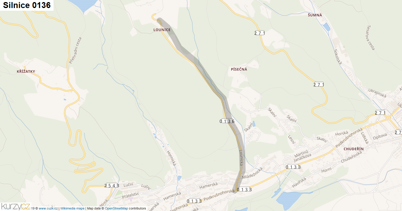 Silnice 0136 - mapa Silnice 0136