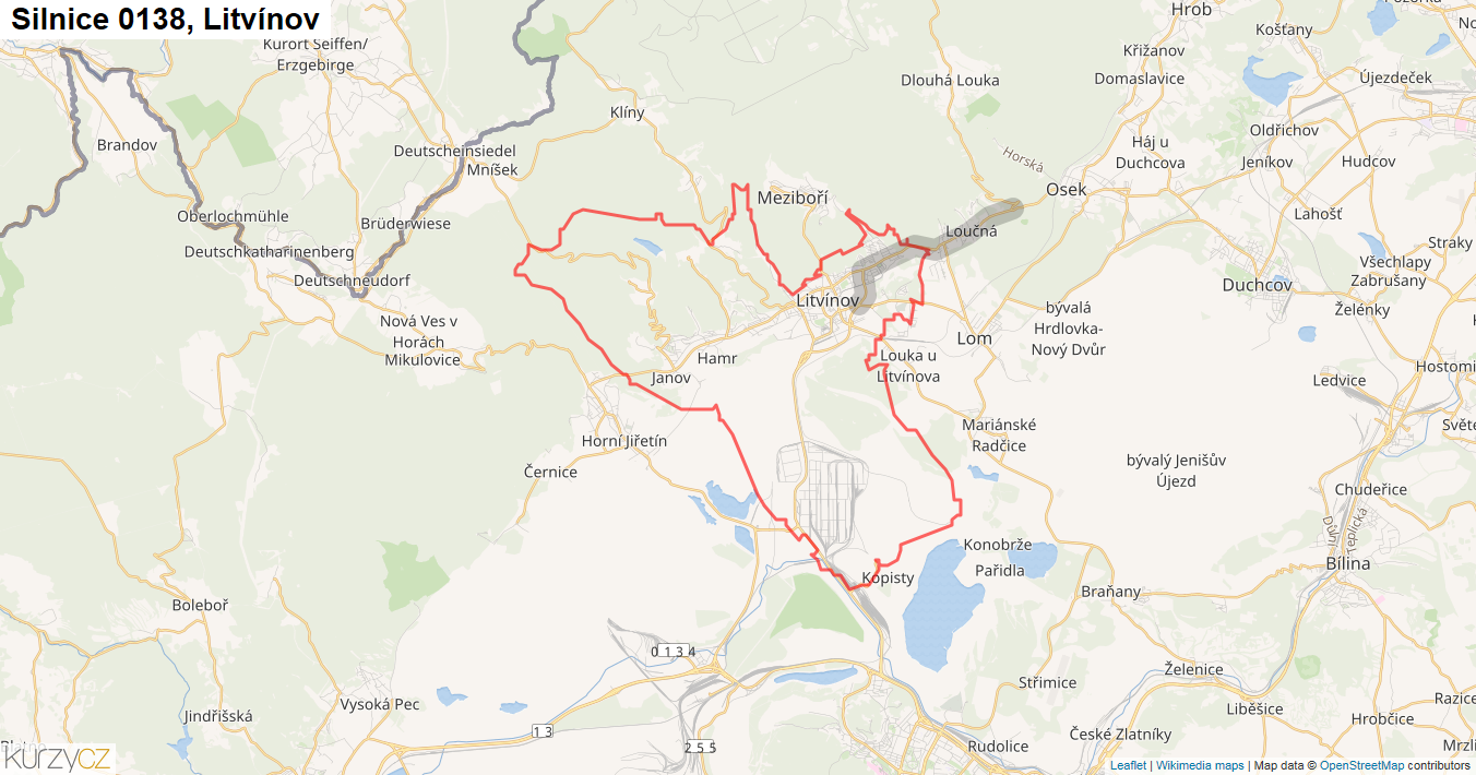 Litvínov, Silnice 0138 - Mapa