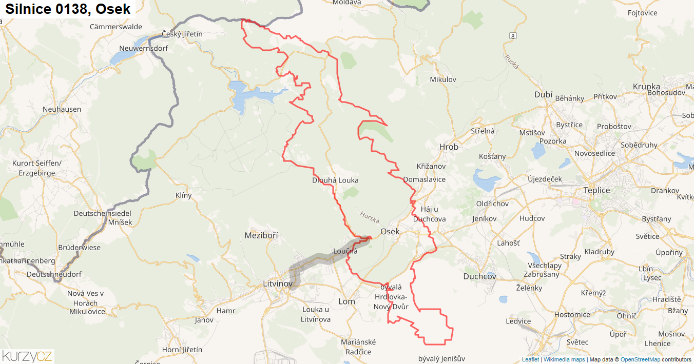 Osek, Silnice 0138 - Mapa