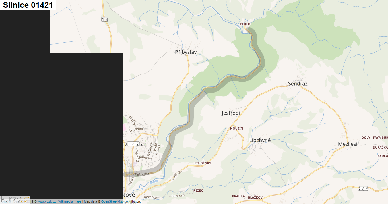 Silnice 01421 - mapa Silnice 01421