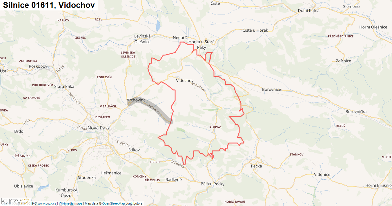 Vidochov, Silnice 01611 - Mapa