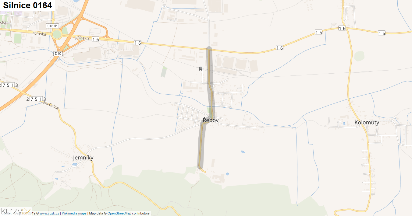 Silnice 0164 - mapa Silnice 0164