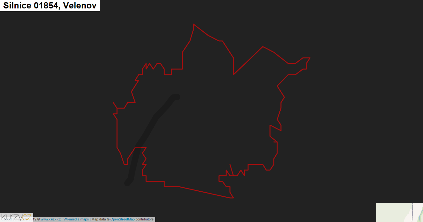 Velenov, Silnice 01854 - Mapa