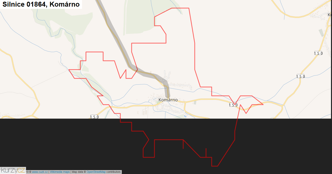 Komárno, Silnice 01864 - Mapa