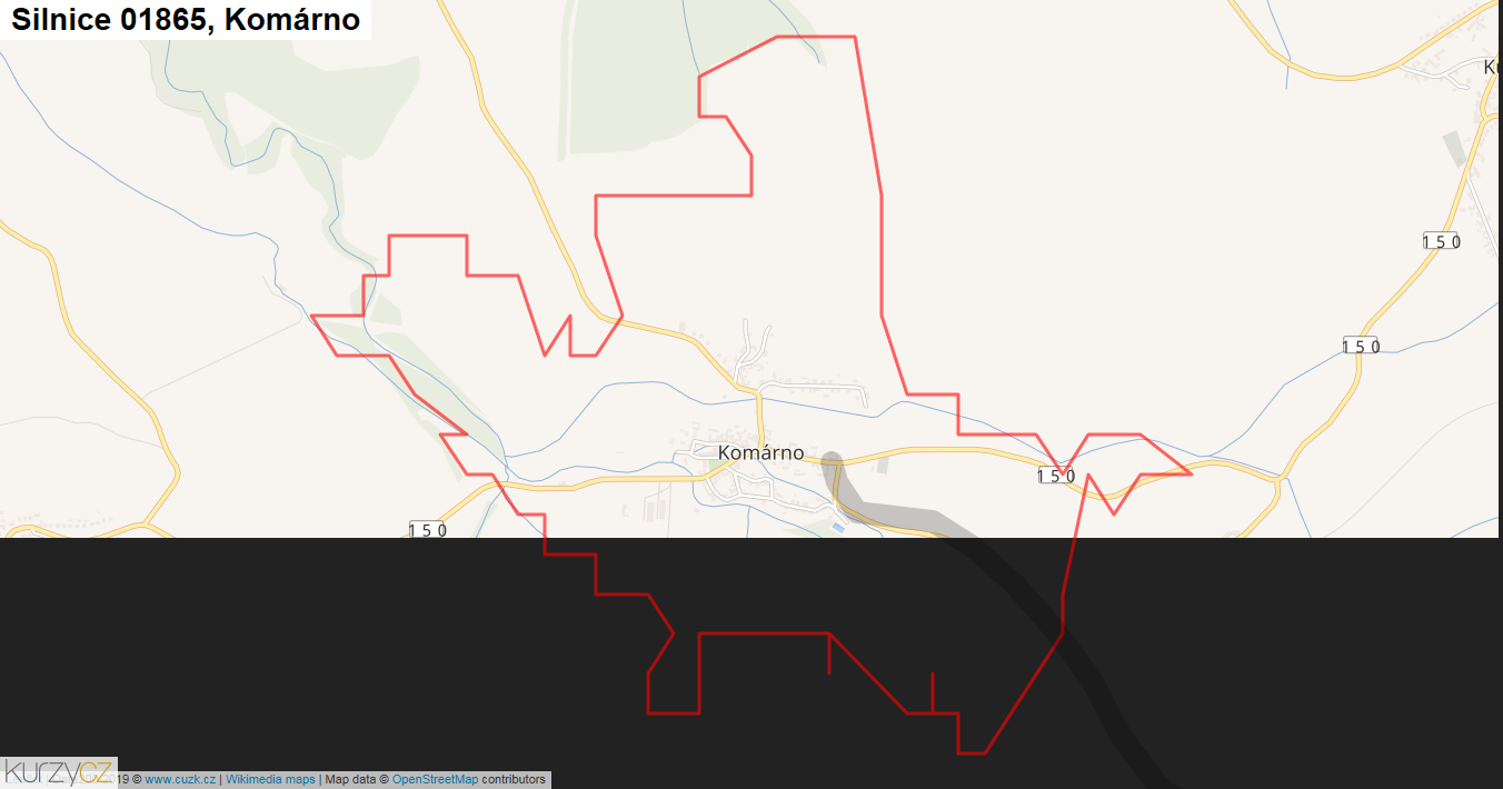 Komárno, Silnice 01865 - Mapa