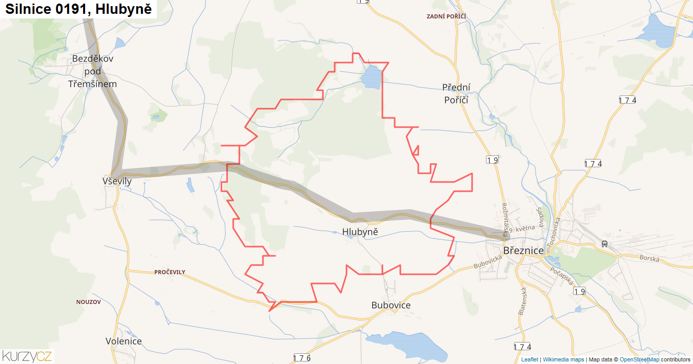 Hlubyně, Silnice 0191 - Mapa