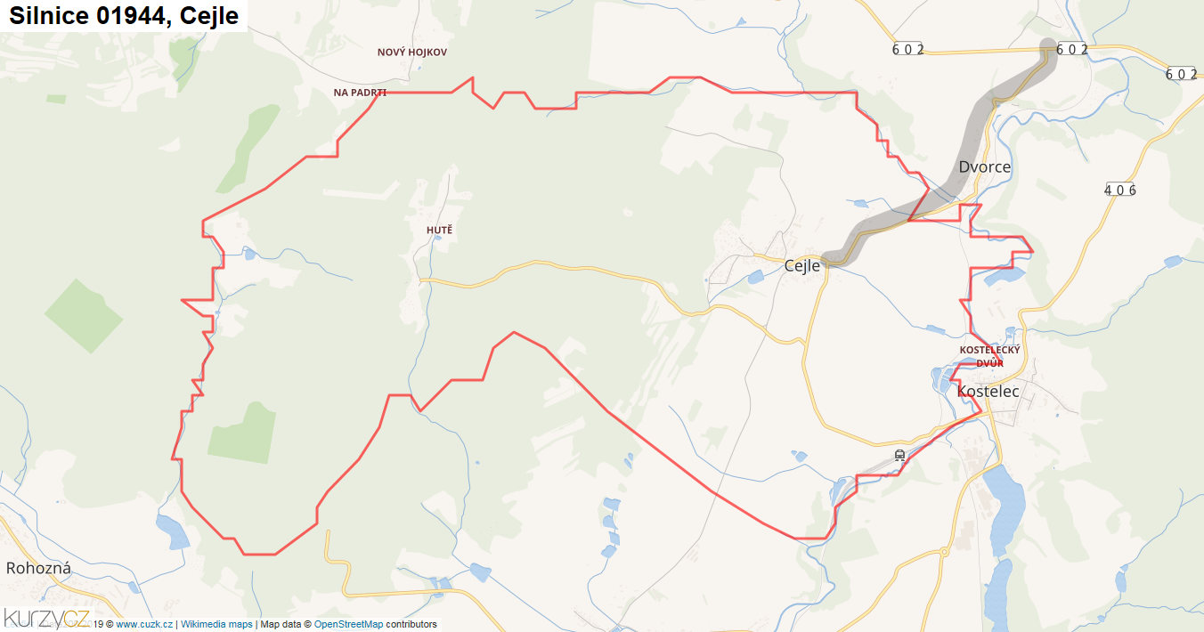 Cejle, Silnice 01944 - Mapa