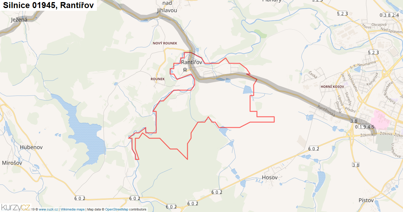 Rantířov, Silnice 01945 - Mapa