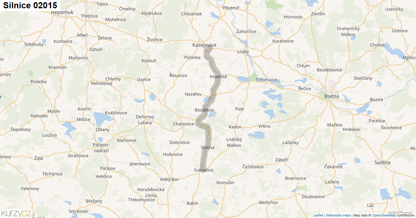 Silnice 02015 - mapa Silnice 02015
