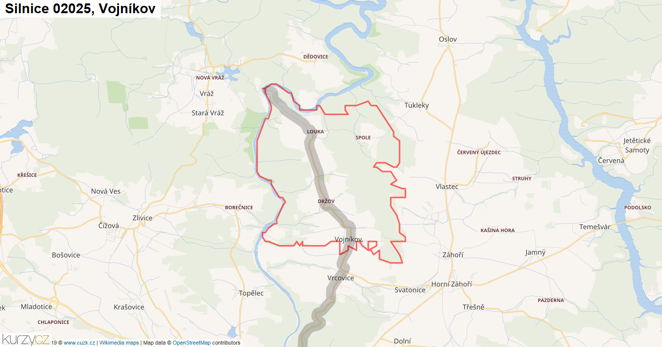 Vojníkov, Silnice 02025 - Mapa