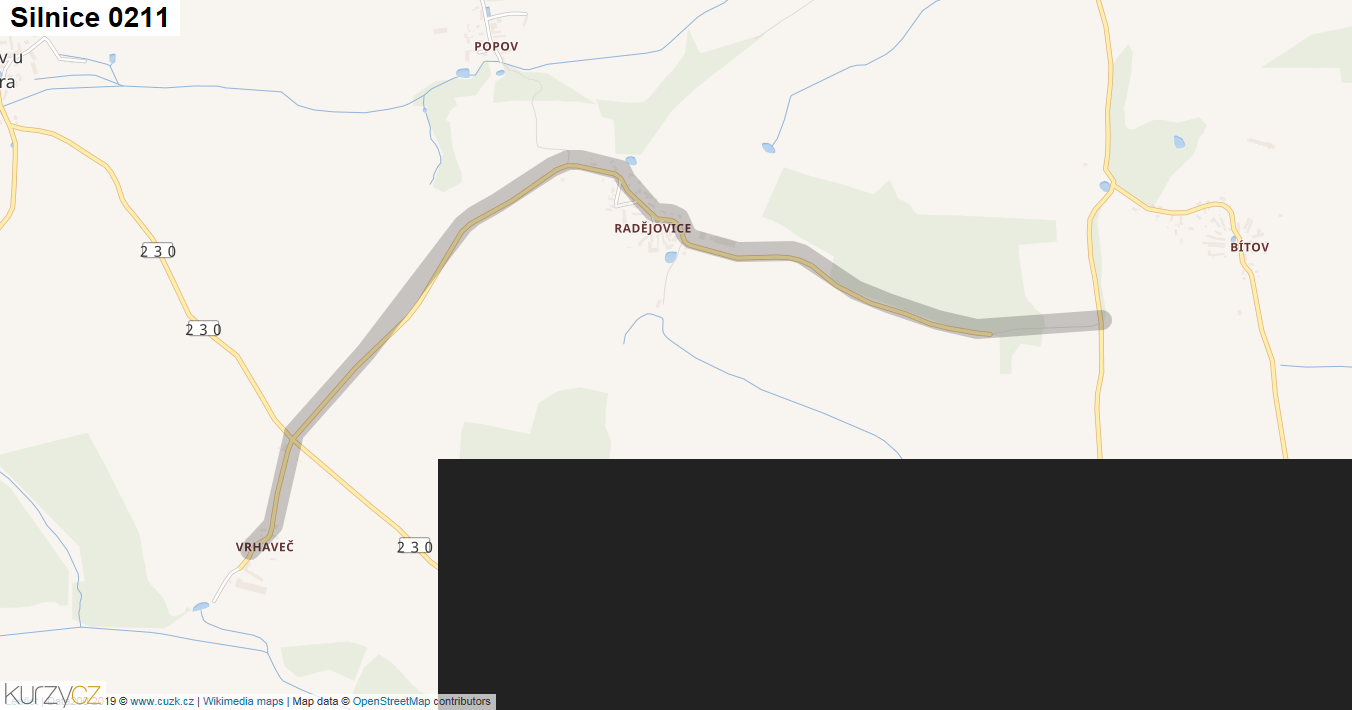 Silnice 0211 - mapa Silnice 0211
