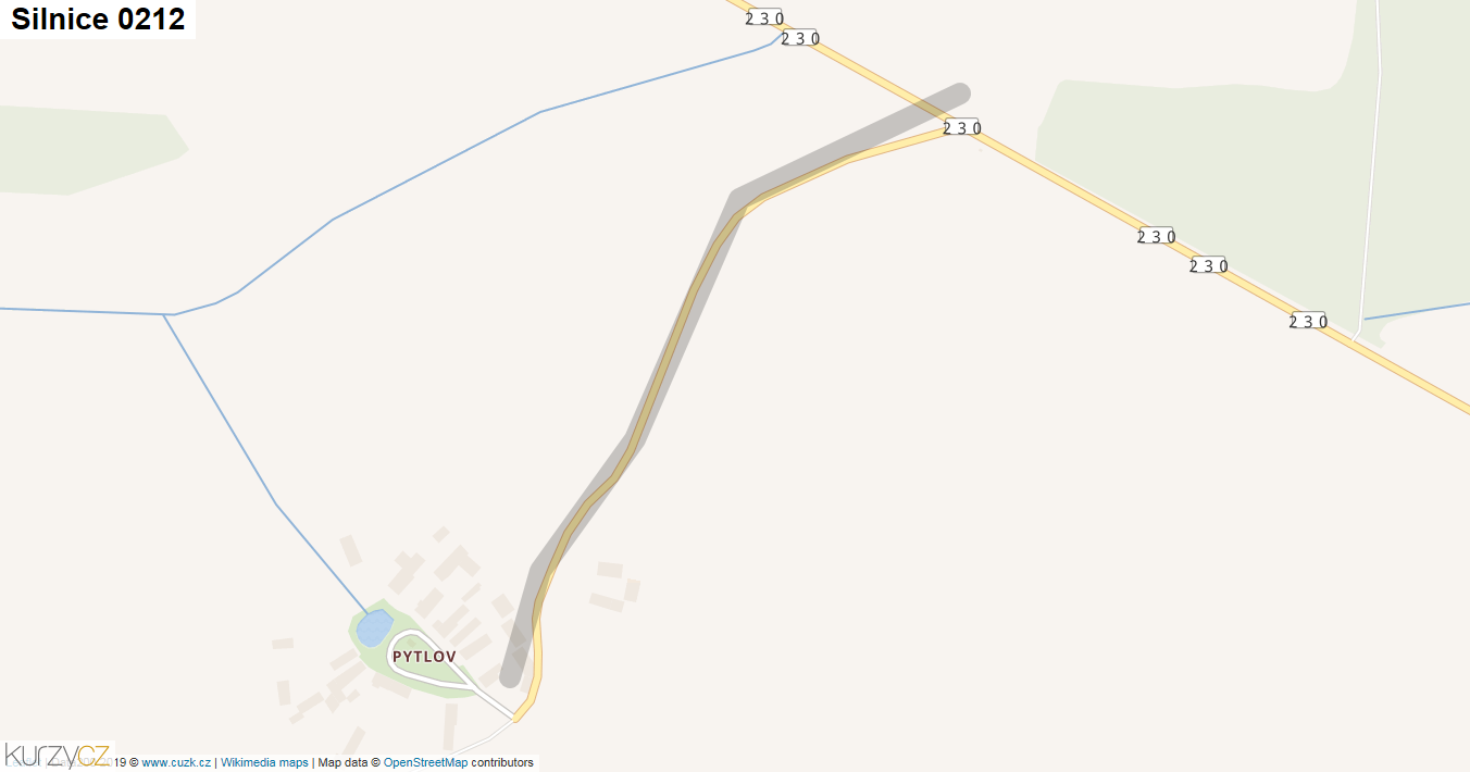 Silnice 0212 - mapa Silnice 0212