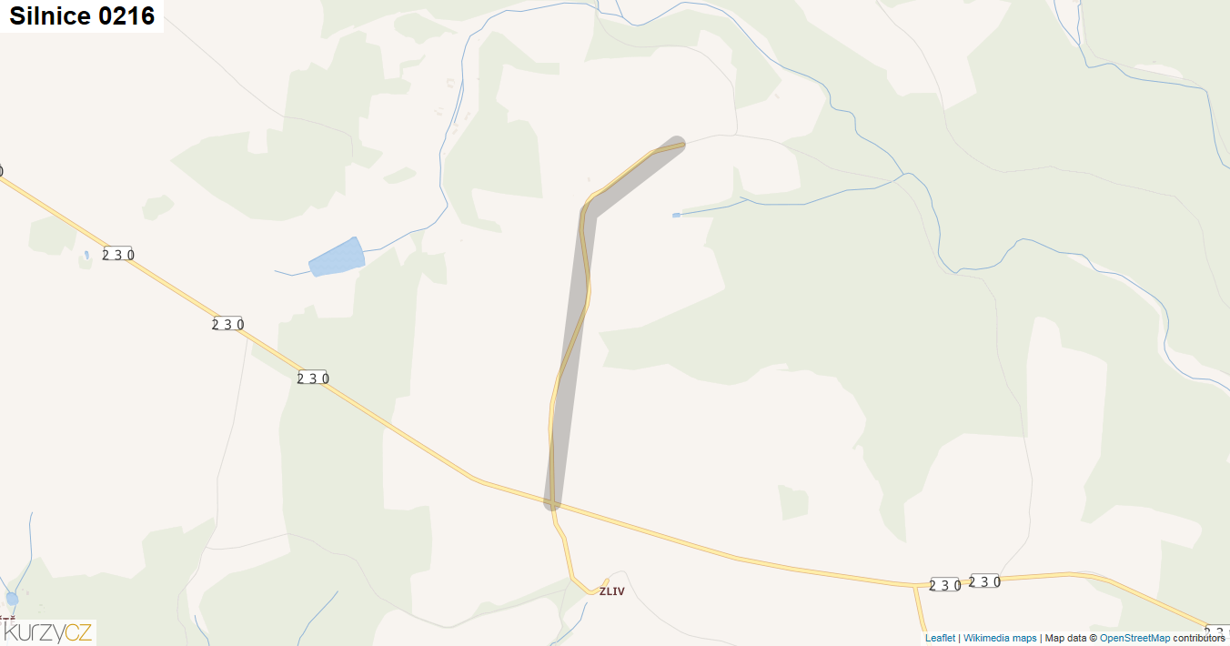 Silnice 0216 - mapa Silnice 0216