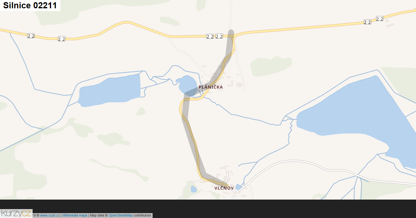 Silnice 02211 - mapa Silnice 02211