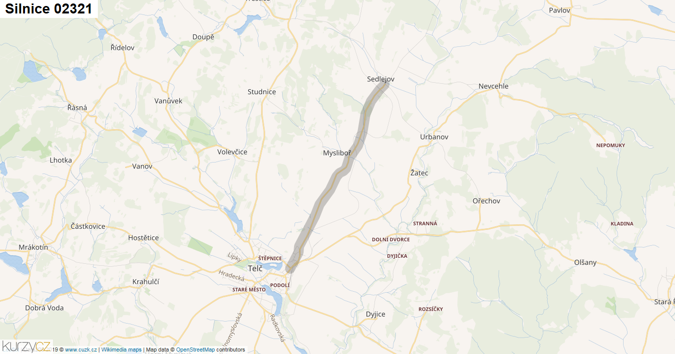 Silnice 02321 - mapa Silnice 02321