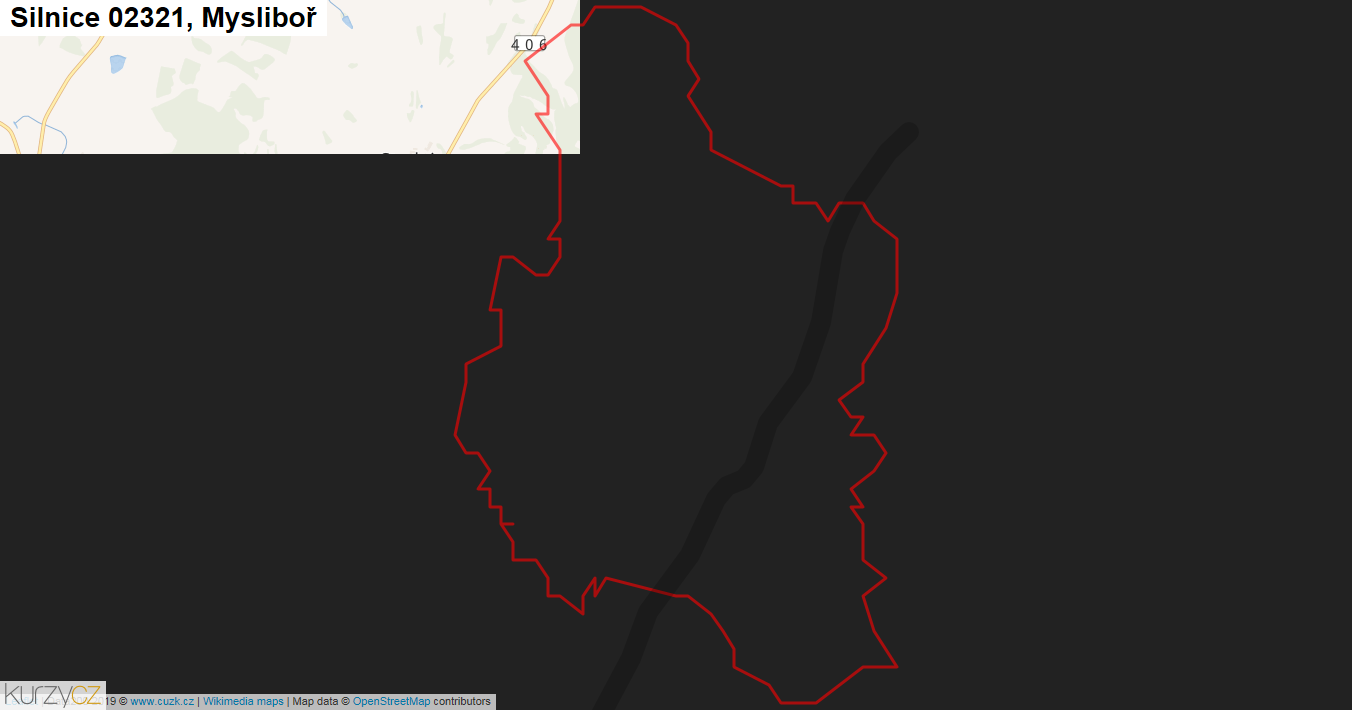 Mysliboř, Silnice 02321 - Mapa