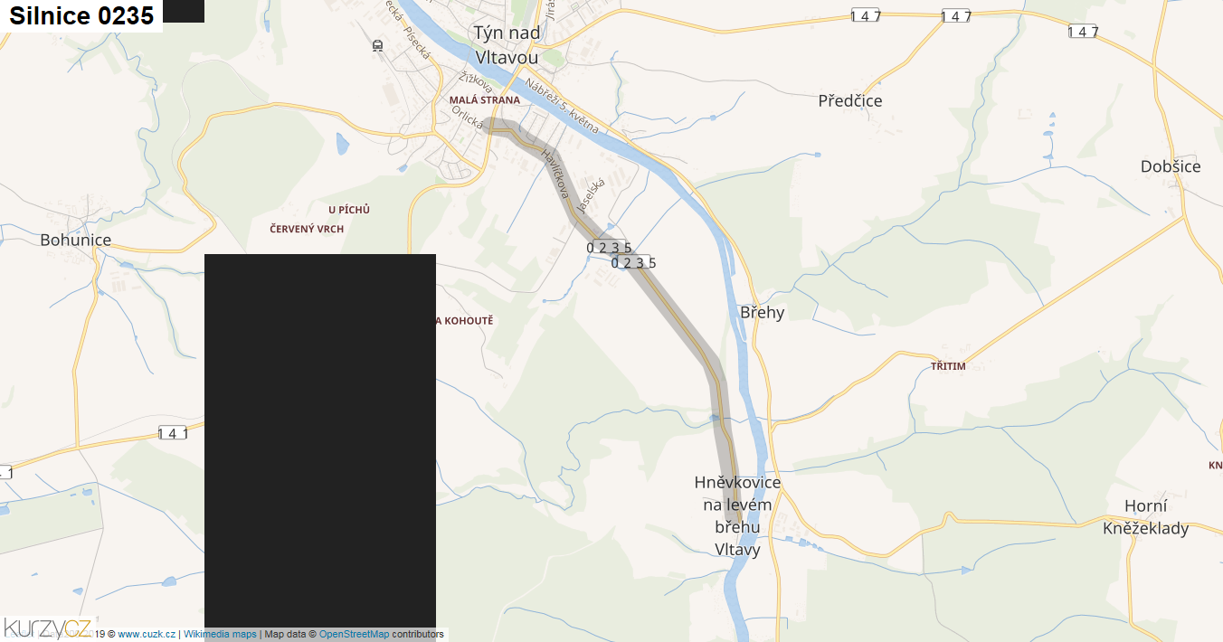 Silnice 0235 - mapa Silnice 0235