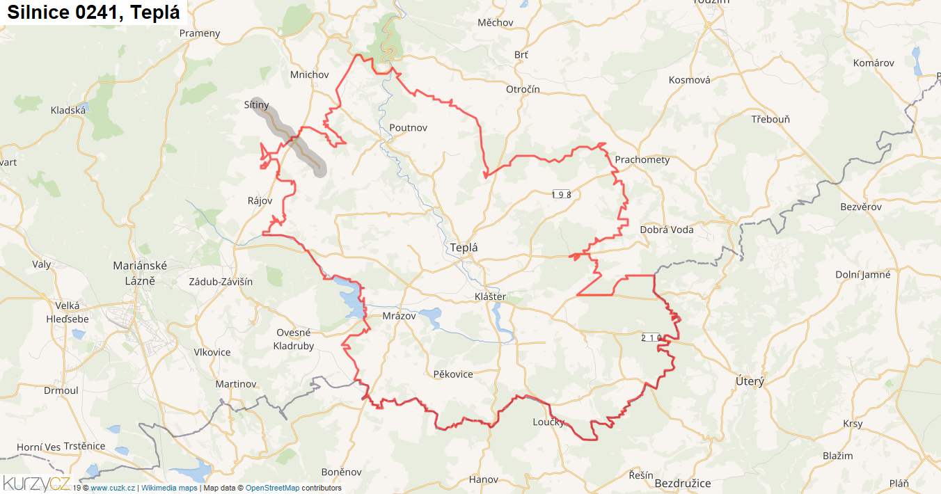 Teplá, Silnice 0241 - Mapa