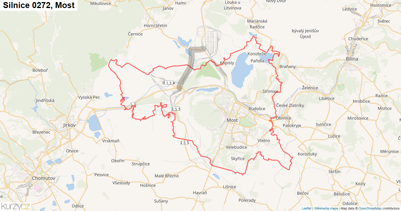 Most, Silnice 0272 - Mapa