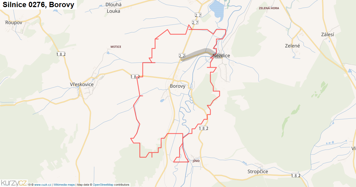 Borovy, Silnice 0276 - Mapa
