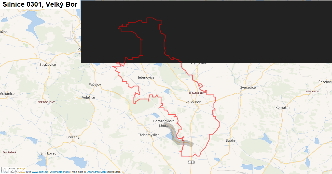 Velký Bor, Silnice 0301 - Mapa