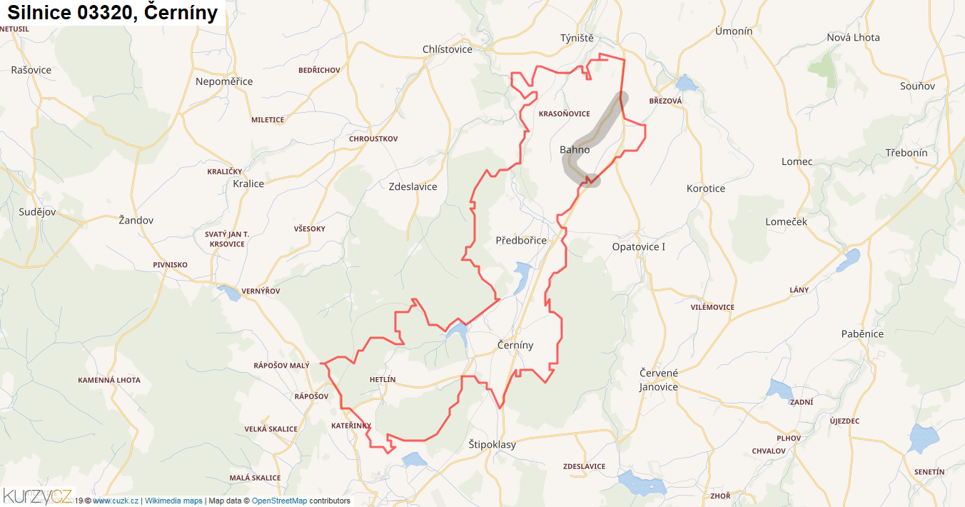 Černíny, Silnice 03320 - Mapa