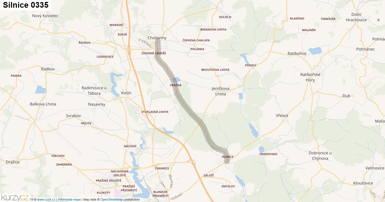 Silnice 0335 - mapa Silnice 0335