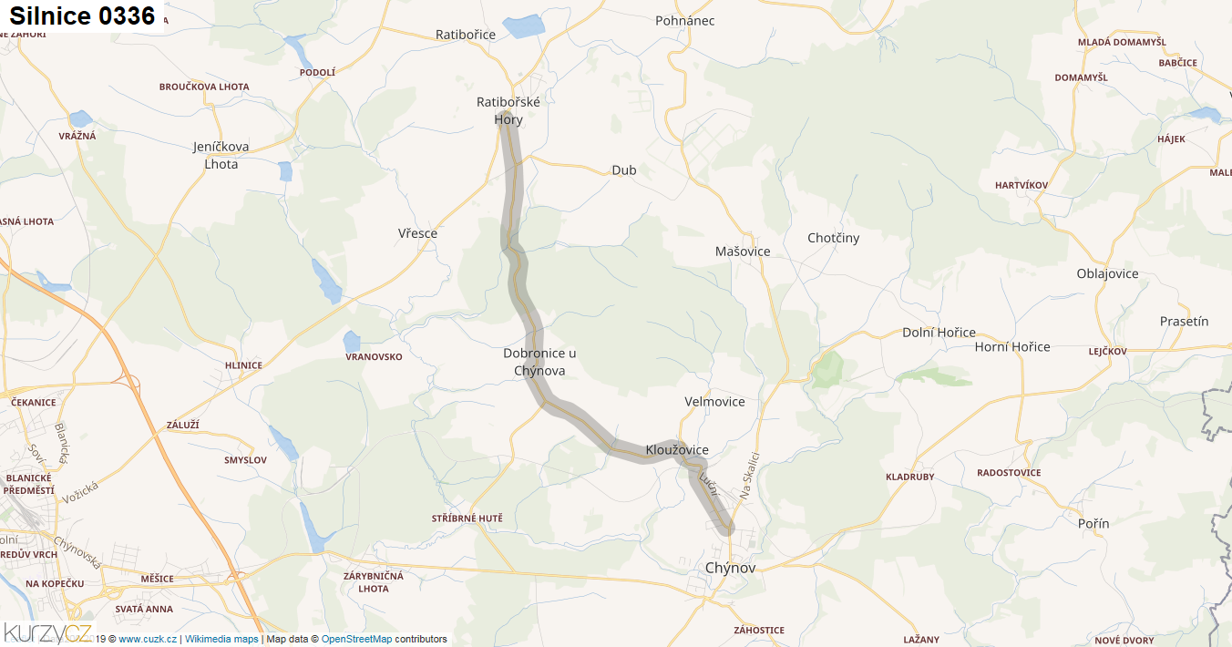 Silnice 0336 - mapa Silnice 0336