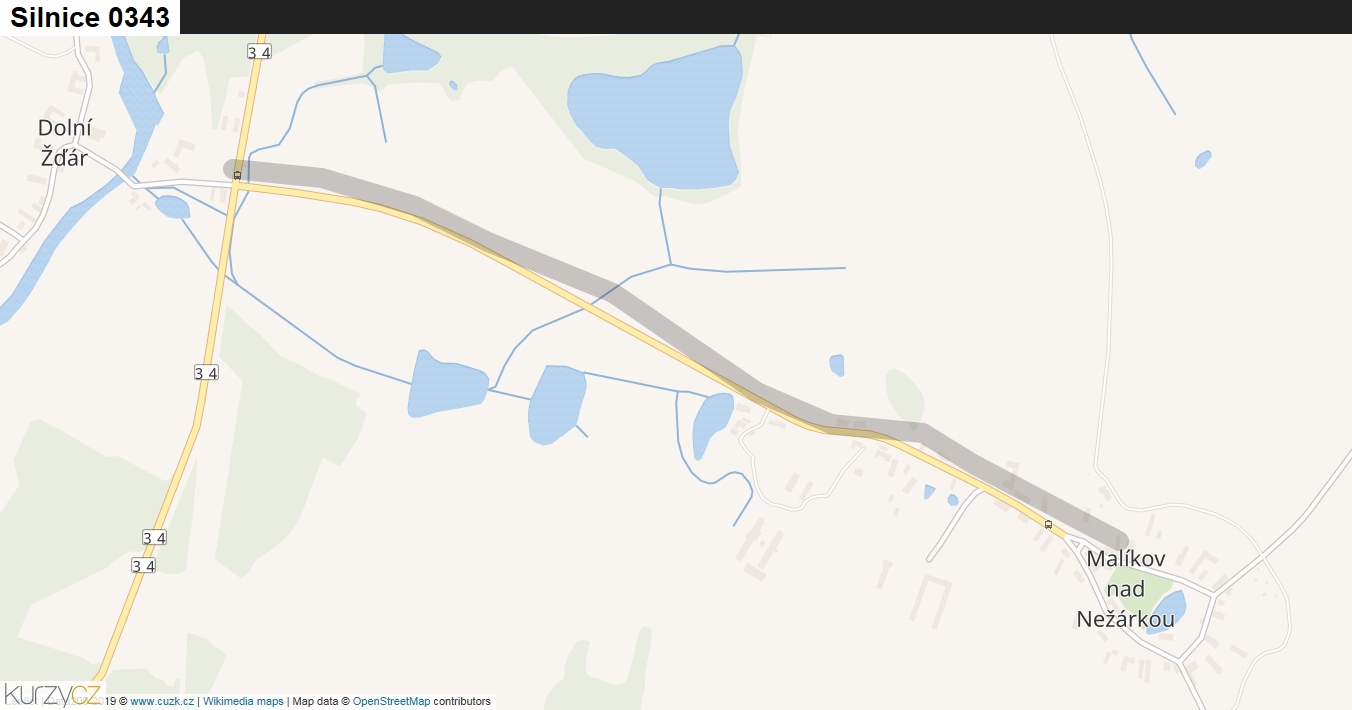 Silnice 0343 - mapa Silnice 0343