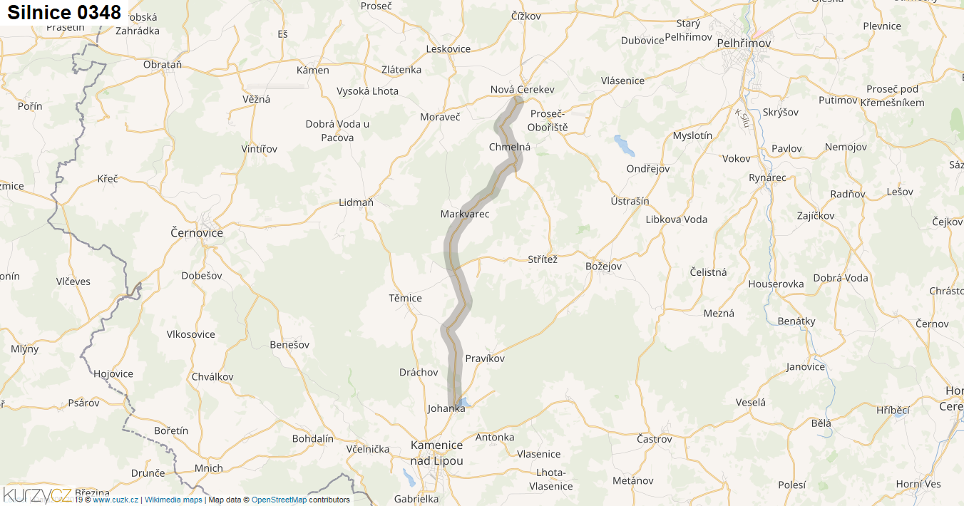 Silnice 0348 - mapa Silnice 0348