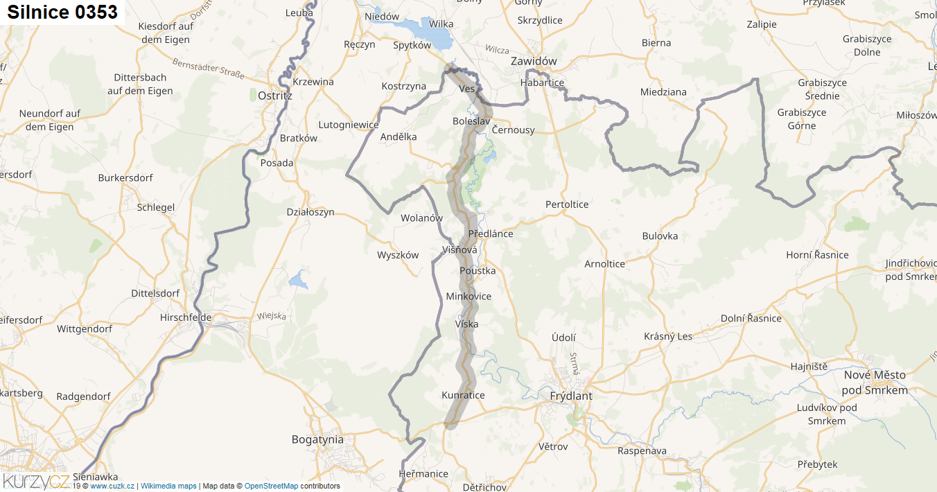 Silnice 0353 - mapa Silnice 0353